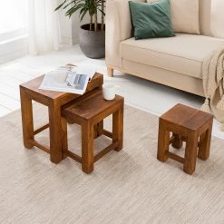 Ars Natura Beistelltisch Ohio (3er-Set) - Sheesham massiv -Wohnzimmermöbel boutique en ligne 1000008721 210518 15225400013 DETAILS P000000001000008721