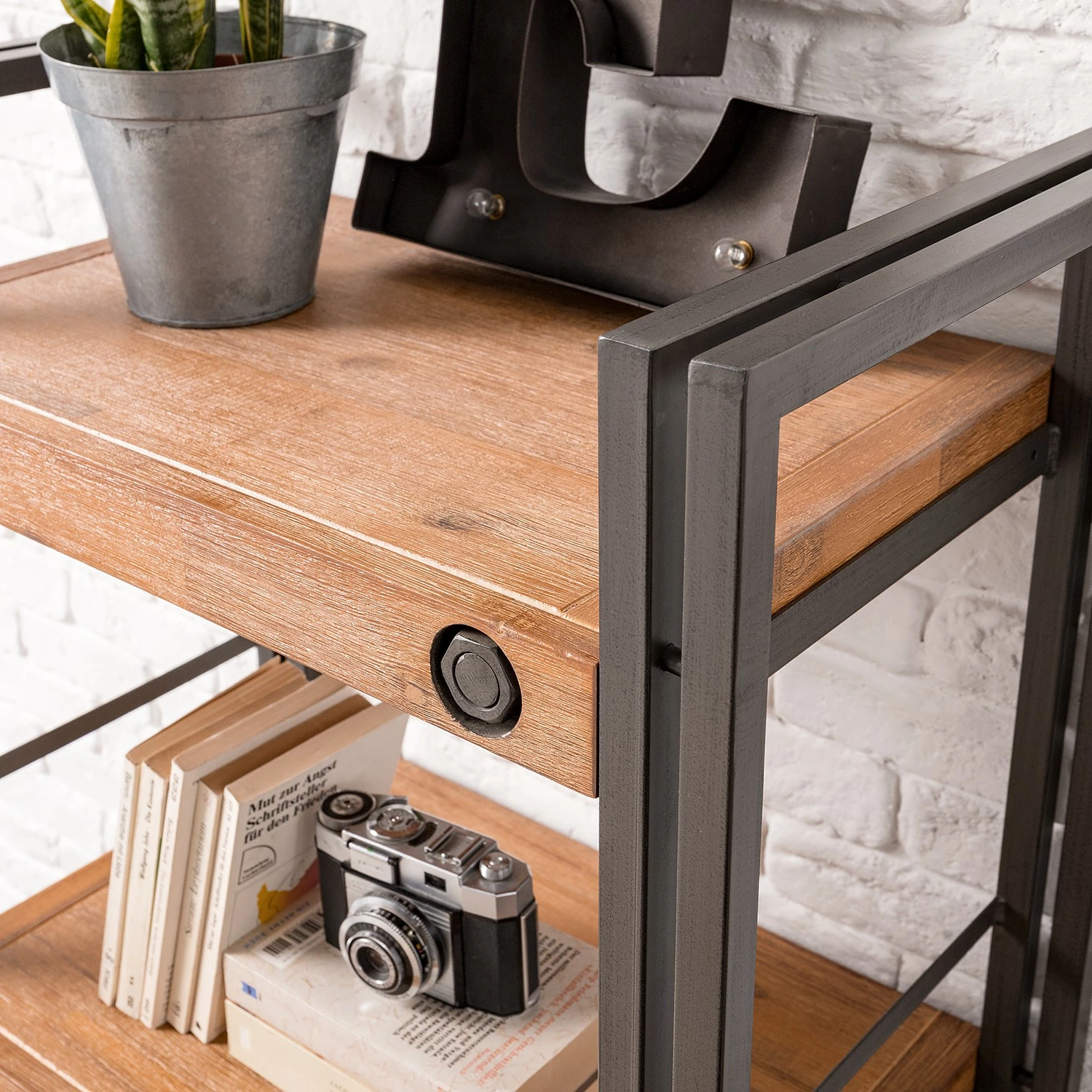 Ars manufacti Regal Manchester IV - Akazie massiv / Metall - Akazie / Anthrazit 9 Ars manufacti Regal Manchester IV - Akazie massiv / Metall - Akazie / Anthrazit – Bild 9