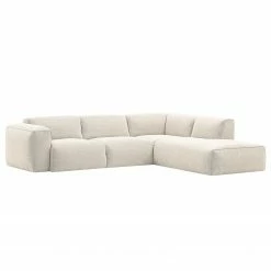 Studio Copenhagen Ecksofa HUDSON 3-Sitzer mit Recamiere - Webstoff Saia: Beige - Longchair davorstehend rechts