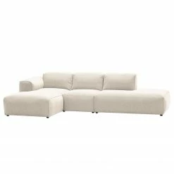 Studio Copenhagen Ecksofa HUDSON mit Chaiselongue - Webstoff Saia: Beige - Longchair davorstehend links