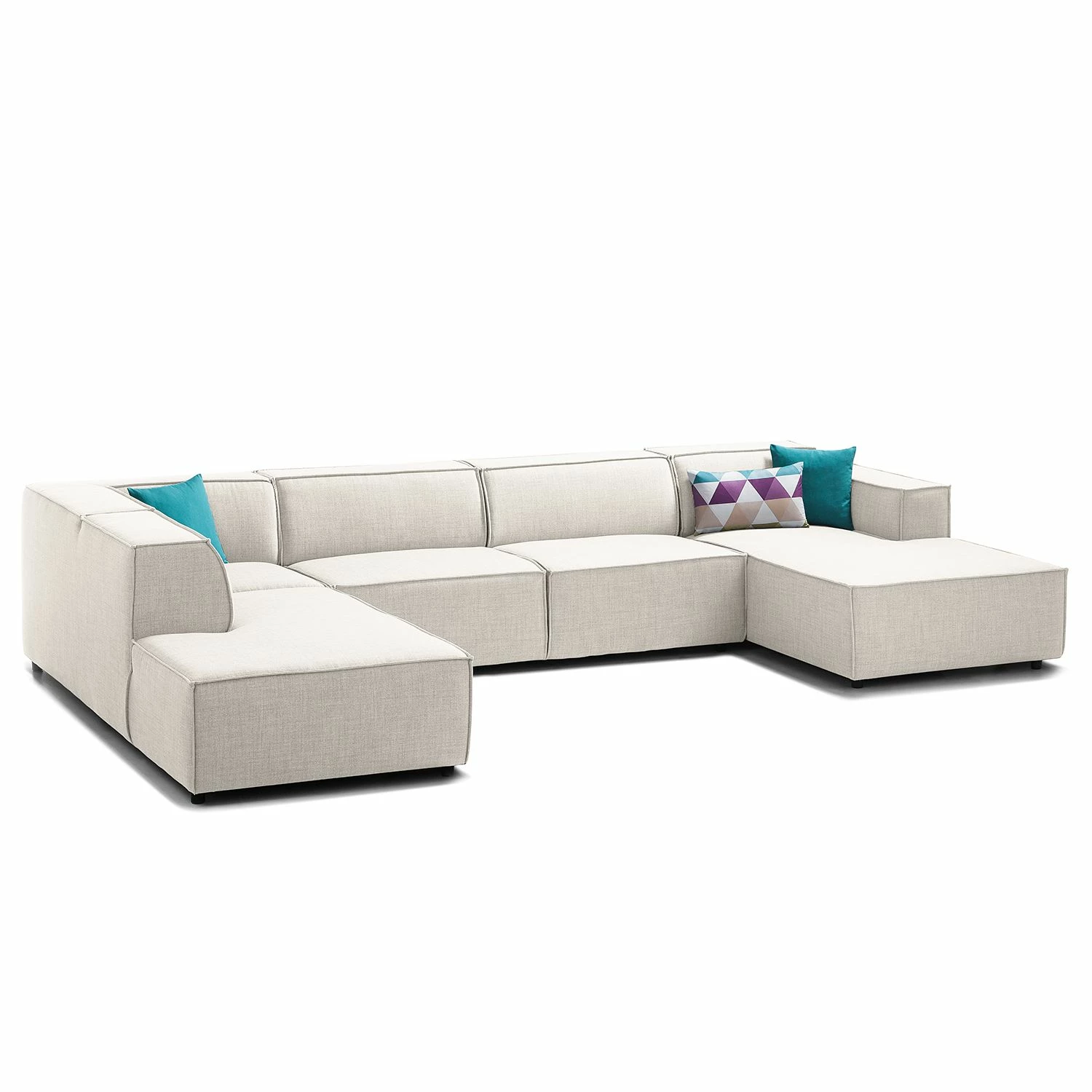 Wohnlandschaft Kinx Webstoff - Webstoff Milan: Altweiß - Longchair davorstehend rechts / Ottomane links 4 Wohnlandschaft Kinx Webstoff - Webstoff Milan: Altweiß - Longchair davorstehend rechts / Ottomane links – Bild 4