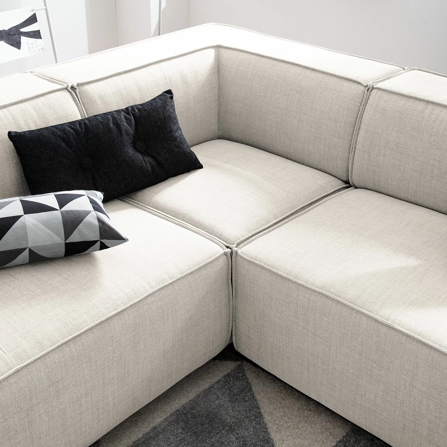 Wohnlandschaft Kinx Webstoff - Webstoff Milan: Altweiß - Longchair davorstehend rechts / Ottomane links 12 Wohnlandschaft Kinx Webstoff - Webstoff Milan: Altweiß - Longchair davorstehend rechts / Ottomane links – Bild 12