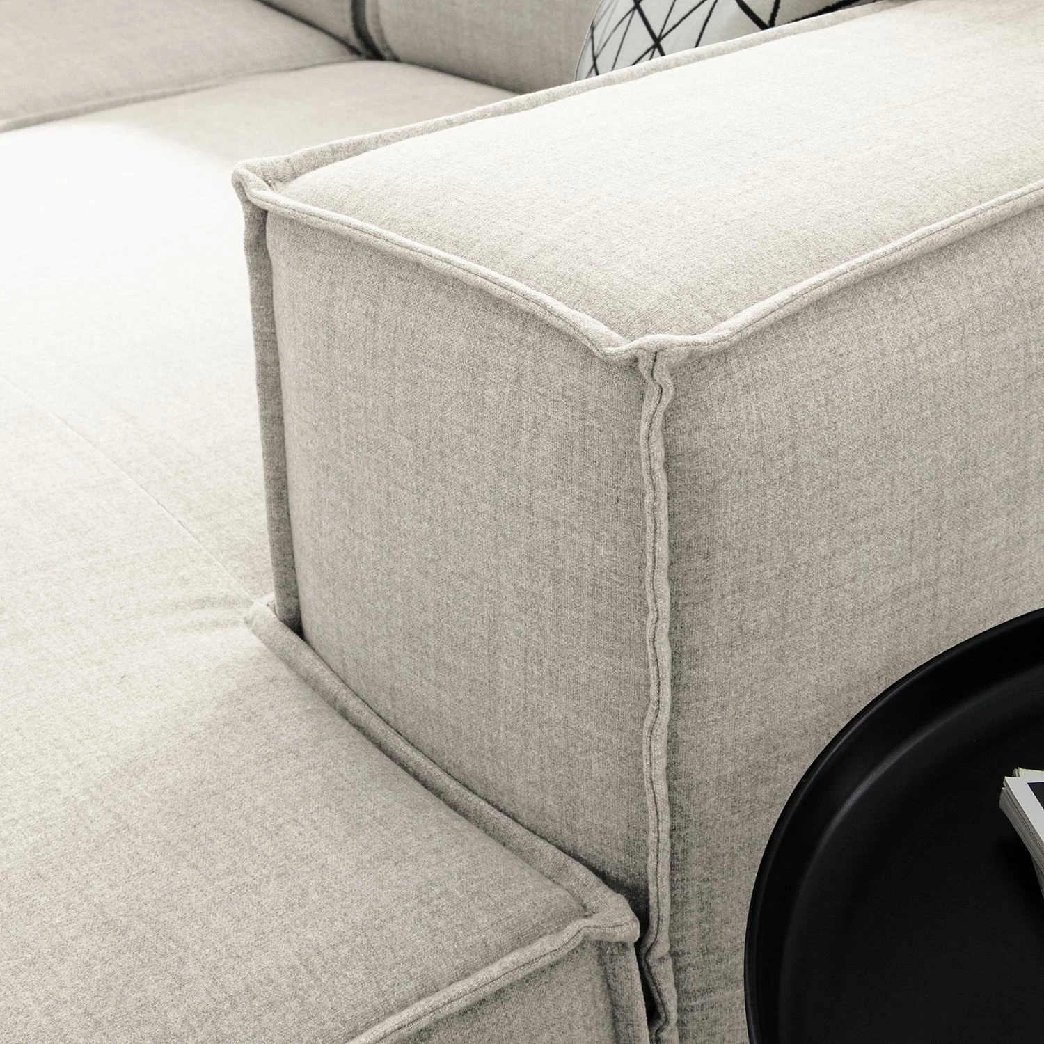 Wohnlandschaft Kinx Webstoff - Webstoff Milan: Altweiß - Longchair davorstehend rechts / Ottomane links 14 Wohnlandschaft Kinx Webstoff - Webstoff Milan: Altweiß - Longchair davorstehend rechts / Ottomane links – Bild 14