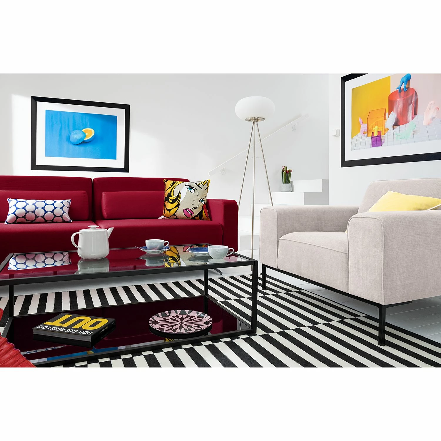 Studio Copenhagen Sessel Ampio Webstoff - Stoff Floreana: Beige - Schwarz 2 Studio Copenhagen Sessel Ampio Webstoff - Stoff Floreana: Beige - Schwarz – Bild 2