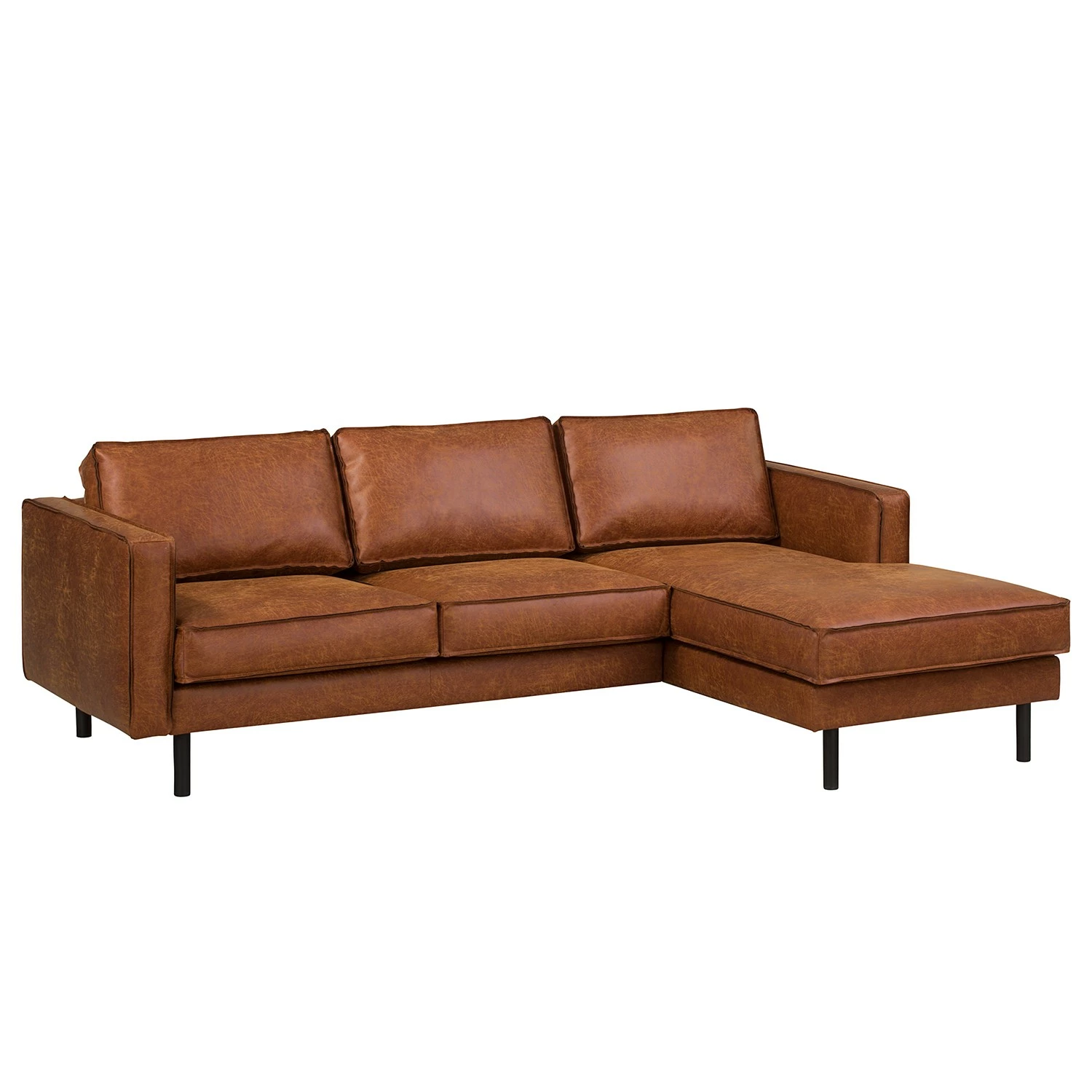 Ars manufacti Ecksofa FORT DODGE - Antiklederlook - Microfaser Yaka: Cognac - Longchair davorstehend rechts - Ohne Schlaffunktion 1 Ars manufacti Ecksofa FORT DODGE - Antiklederlook - Microfaser Yaka: Cognac - Longchair davorstehend rechts - Ohne Schlaffunktion