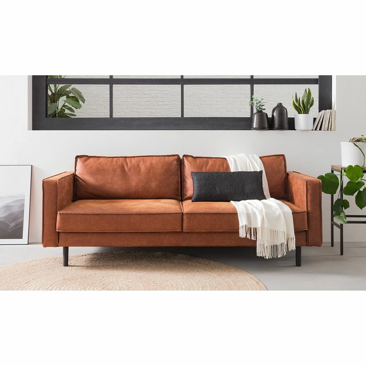 Ars manufacti 3-Sitzer Sofa FORT DODGE - Antiklederlook - Microfaser Yaka: Cognac 3 Ars manufacti 3-Sitzer Sofa FORT DODGE - Antiklederlook - Microfaser Yaka: Cognac – Bild 3