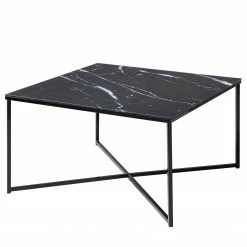 Fredriks Couchtisch Katori II - Glas / Metall - Marmor Schwarz Dekor / Schwarz