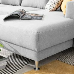 Fredriks Wohnlandschaft Arietta I Webstoff - Platingrau - Longchair davorstehend rechts / Ottomane links -Wohnzimmermöbel boutique en ligne 1000021419 180629 09084239 GALLERYIMAGES P000000001000021419