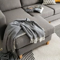 Norrwood Ecksofa MAISON 2-Sitzer mit Longchair - Webstoff Inas: Cubanit - Longchair davorstehend links -Wohnzimmermöbel boutique en ligne 1000022232 090 GALLERYIMAGES P000000001000022232