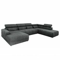 Fredriks Wohnlandschaft Freetown - Microfaser - Dunkelgrau - Longchair davorstehend links / Ottomane rechts -Wohnzimmermöbel boutique en ligne 1000029524 211221 132252000033 DETAILS P000000001000029524