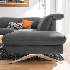 Loftscape Ecksofa Radway Flachgewebe - Dunkelgrau - Ottomane davorstehend rechts -Wohnzimmermöbel boutique en ligne 1000030795 180628 15041294 GALLERYIMAGES P000000001000030795