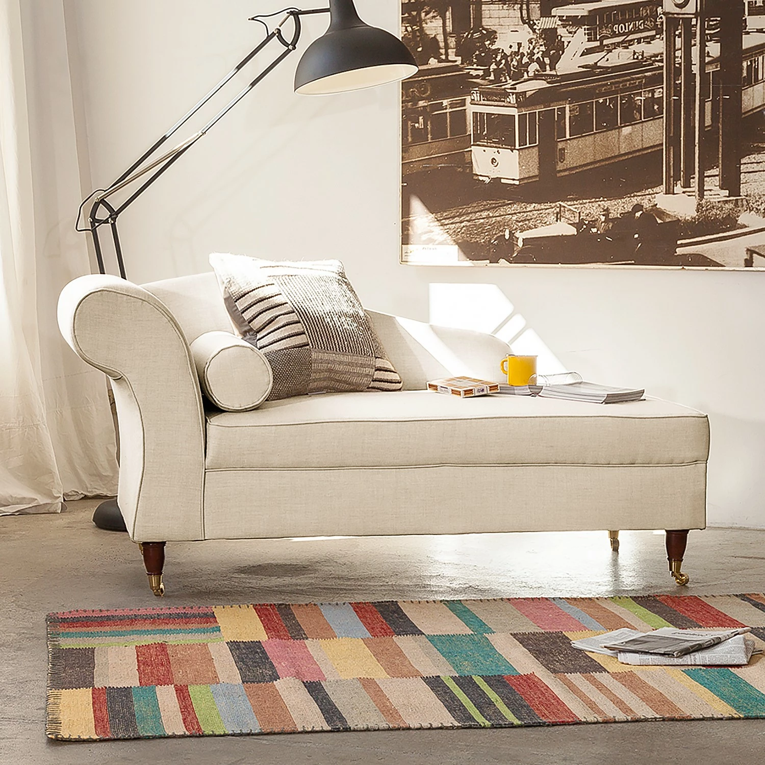 Maison Belfort Recamiere Colmar Webstoff - Beige - Armlehne davorstehend links 2 Maison Belfort Recamiere Colmar Webstoff - Beige - Armlehne davorstehend links – Bild 2