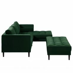Eva Padberg Collection Ecksofa LAONA - Samt Pauno: Dunkelgrün - Longchair davorstehend rechts - Mit Hocker -Wohnzimmermöbel boutique en ligne 1000032242 200603 12035100235 DETAILS P000000001000032242