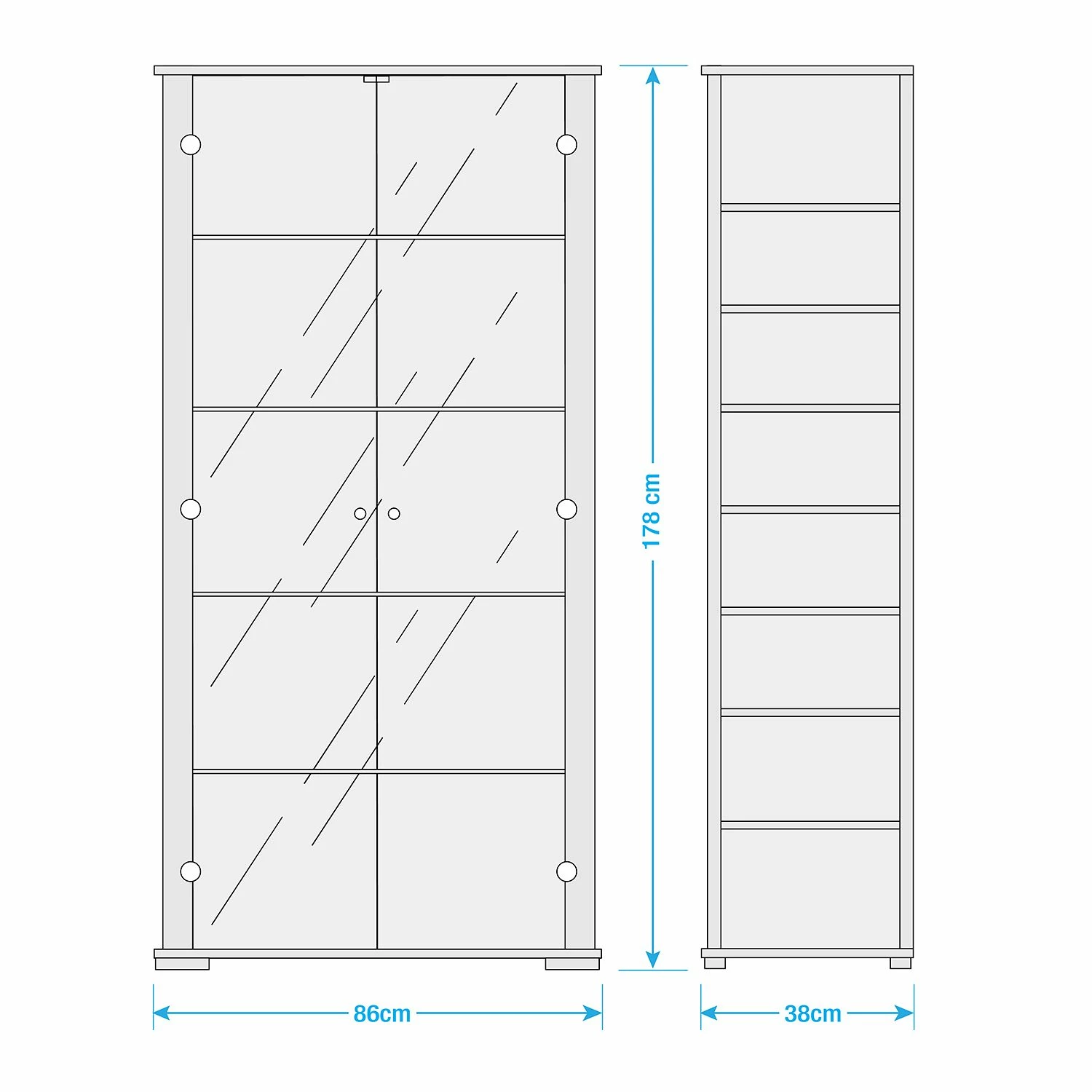 Fredriks Vitrine Nysa - Inkl. Beleuchtung - Hochglanz Weiß 3 Fredriks Vitrine Nysa - Inkl. Beleuchtung - Hochglanz Weiß – Bild 3