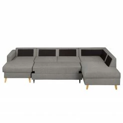 Mørteens Wohnlandschaft Sola Flachgewebe - Grau - Longchair davorstehend links / Ottomane rechts - Mit Schlaffunktion -Wohnzimmermöbel boutique en ligne 1000054946 200617 13241400052 DETAILS P000000001000054946