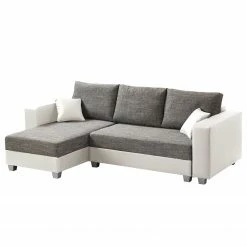 Fredriks Ecksofa Dublin II - (mit Schlaffunktion / beidseitig montierbar) - Kunstleder/Strukturstoff - Weiß / Grau