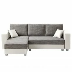 Fredriks Ecksofa Dublin II - (mit Schlaffunktion / beidseitig montierbar) - Kunstleder/Strukturstoff - Weiß / Grau -Wohnzimmermöbel boutique en ligne 1000073164 210614 18404100584 DETAILS P000000001000073164