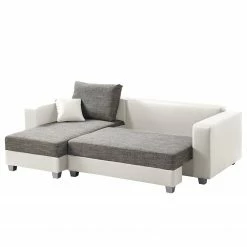 Fredriks Ecksofa Dublin II - (mit Schlaffunktion / beidseitig montierbar) - Kunstleder/Strukturstoff - Weiß / Grau -Wohnzimmermöbel boutique en ligne 1000073164 210614 18404200588 DETAILS P000000001000073164