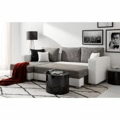 Fredriks Ecksofa Dublin II - (mit Schlaffunktion / beidseitig montierbar) - Kunstleder/Strukturstoff - Weiß / Grau -Wohnzimmermöbel boutique en ligne 1000073164 210614 18404200590 DETAILS P000000001000073164