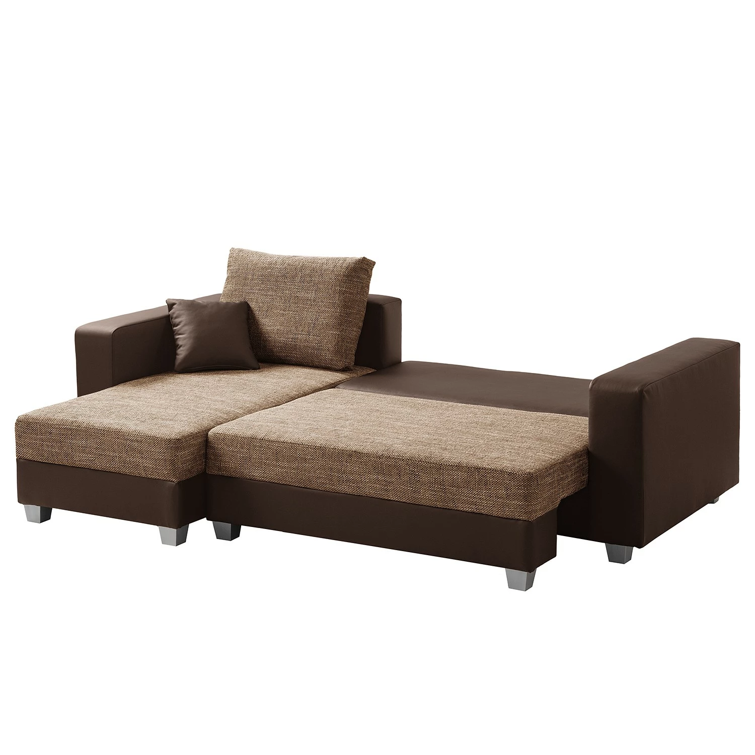 Fredriks Ecksofa Dublin II - (mit Schlaffunktion / beidseitig montierbar) - Kunstleder/Strukturstoff - Dunkelbraun / Braun 4 Fredriks Ecksofa Dublin II - (mit Schlaffunktion / beidseitig montierbar) - Kunstleder/Strukturstoff - Dunkelbraun / Braun – Bild 4