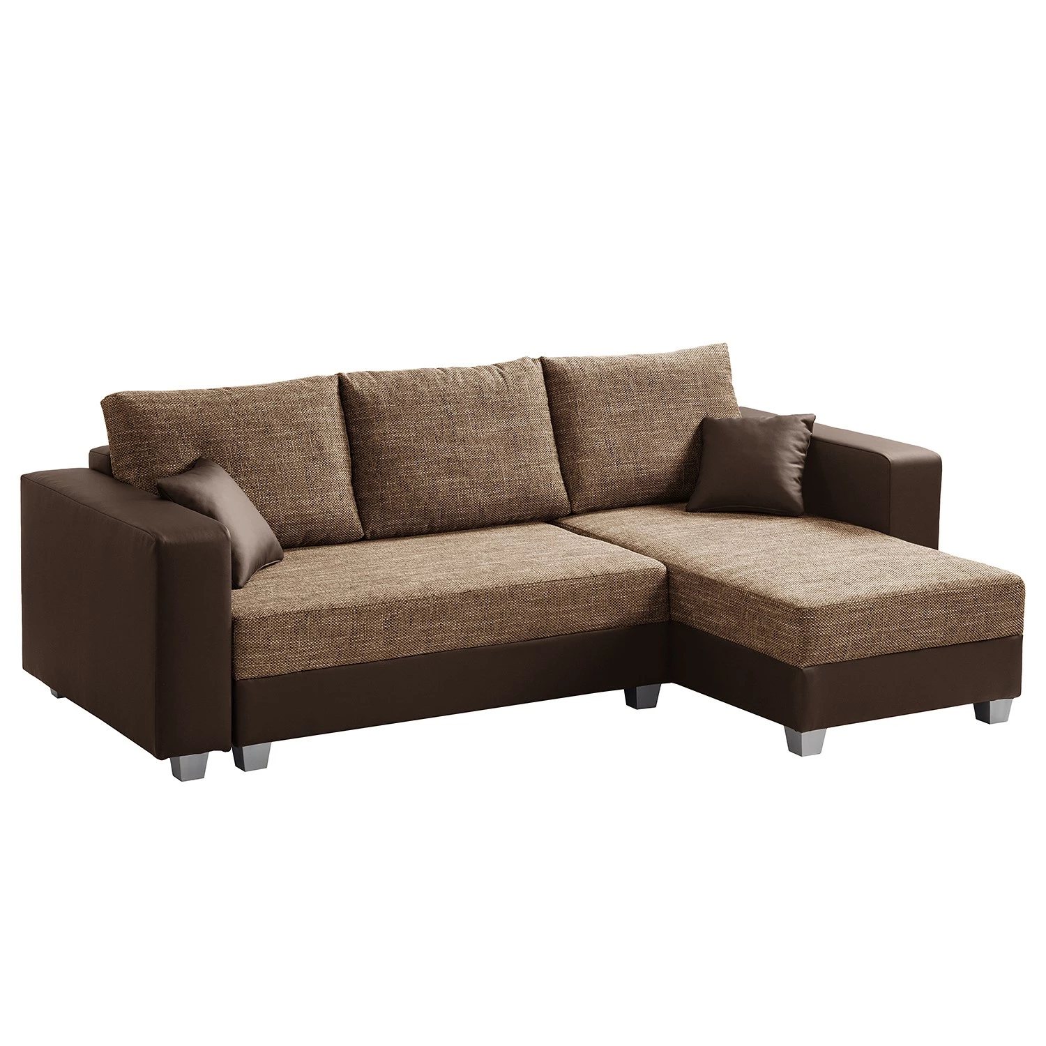 Fredriks Ecksofa Dublin II - (mit Schlaffunktion / beidseitig montierbar) - Kunstleder/Strukturstoff - Dunkelbraun / Braun 5 Fredriks Ecksofa Dublin II - (mit Schlaffunktion / beidseitig montierbar) - Kunstleder/Strukturstoff - Dunkelbraun / Braun – Bild 5
