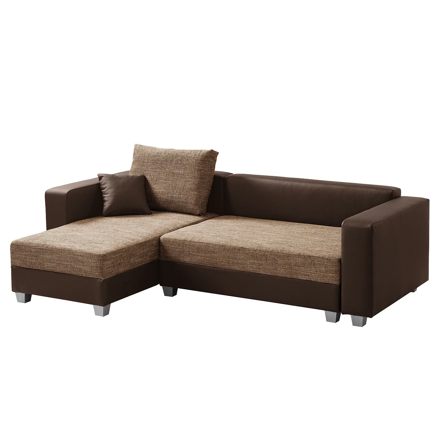 Fredriks Ecksofa Dublin II - (mit Schlaffunktion / beidseitig montierbar) - Kunstleder/Strukturstoff - Dunkelbraun / Braun 9 Fredriks Ecksofa Dublin II - (mit Schlaffunktion / beidseitig montierbar) - Kunstleder/Strukturstoff - Dunkelbraun / Braun – Bild 9