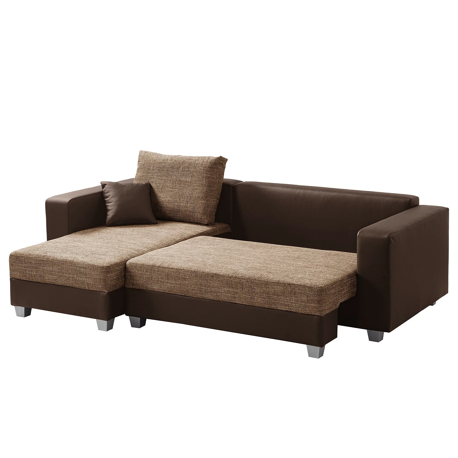 Fredriks Ecksofa Dublin II - (mit Schlaffunktion / beidseitig montierbar) - Kunstleder/Strukturstoff - Dunkelbraun / Braun 10 Fredriks Ecksofa Dublin II - (mit Schlaffunktion / beidseitig montierbar) - Kunstleder/Strukturstoff - Dunkelbraun / Braun – Bild 10