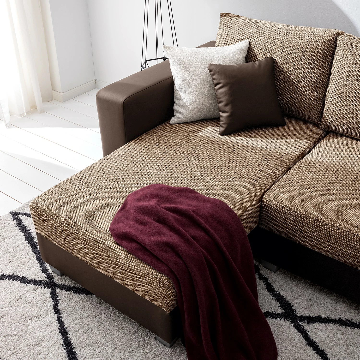 Fredriks Ecksofa Dublin II - (mit Schlaffunktion / beidseitig montierbar) - Kunstleder/Strukturstoff - Dunkelbraun / Braun 13 Fredriks Ecksofa Dublin II - (mit Schlaffunktion / beidseitig montierbar) - Kunstleder/Strukturstoff - Dunkelbraun / Braun – Bild 13