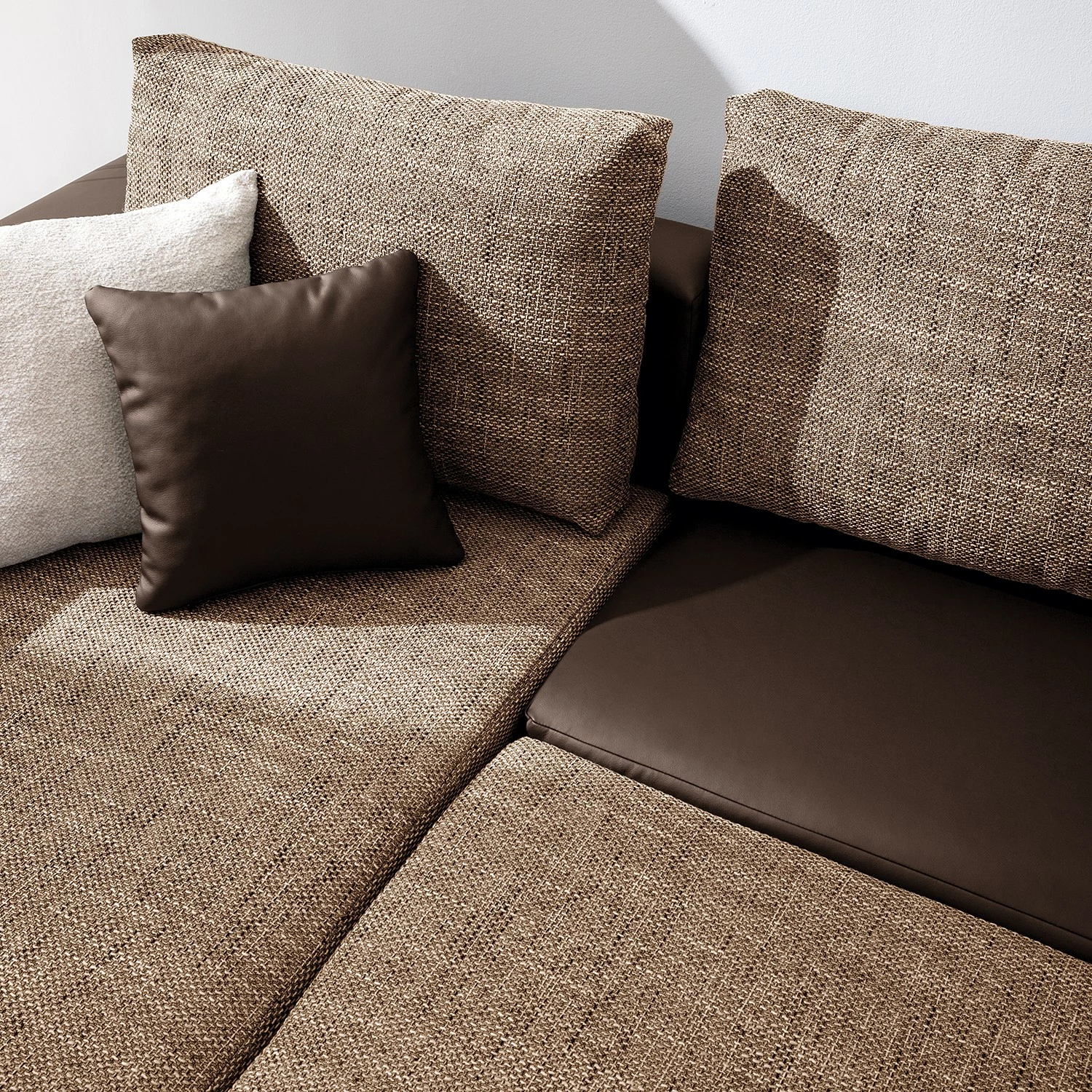 Fredriks Ecksofa Dublin II - (mit Schlaffunktion / beidseitig montierbar) - Kunstleder/Strukturstoff - Dunkelbraun / Braun 17 Fredriks Ecksofa Dublin II - (mit Schlaffunktion / beidseitig montierbar) - Kunstleder/Strukturstoff - Dunkelbraun / Braun – Bild 17