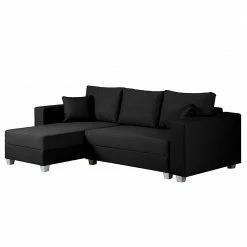 Fredriks Ecksofa Dublin II - (mit Schlaffunktion / beidseitig montierbar) - Kunstleder/Strukturstoff - Schwarz