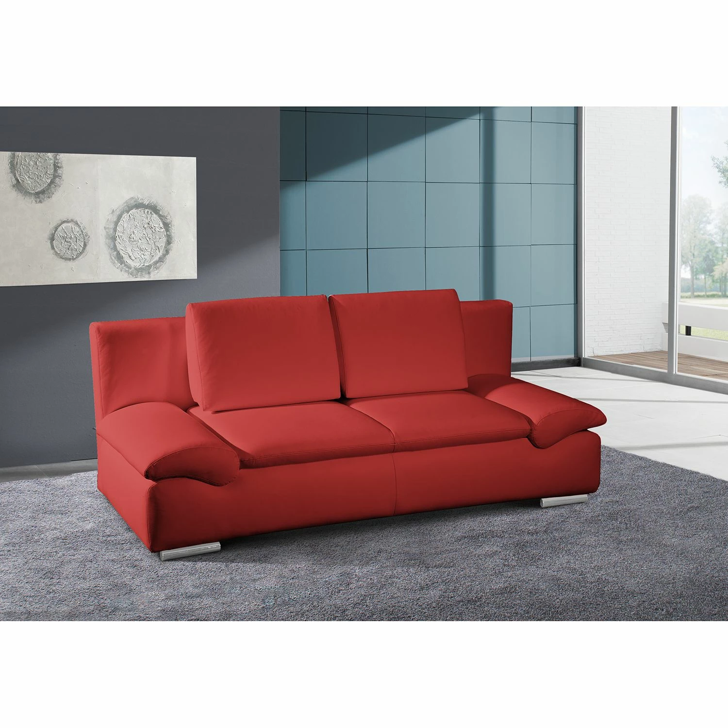 Fredriks Schlafsofa Norris II - Echtleder Rot 3 Fredriks Schlafsofa Norris II - Echtleder Rot – Bild 3