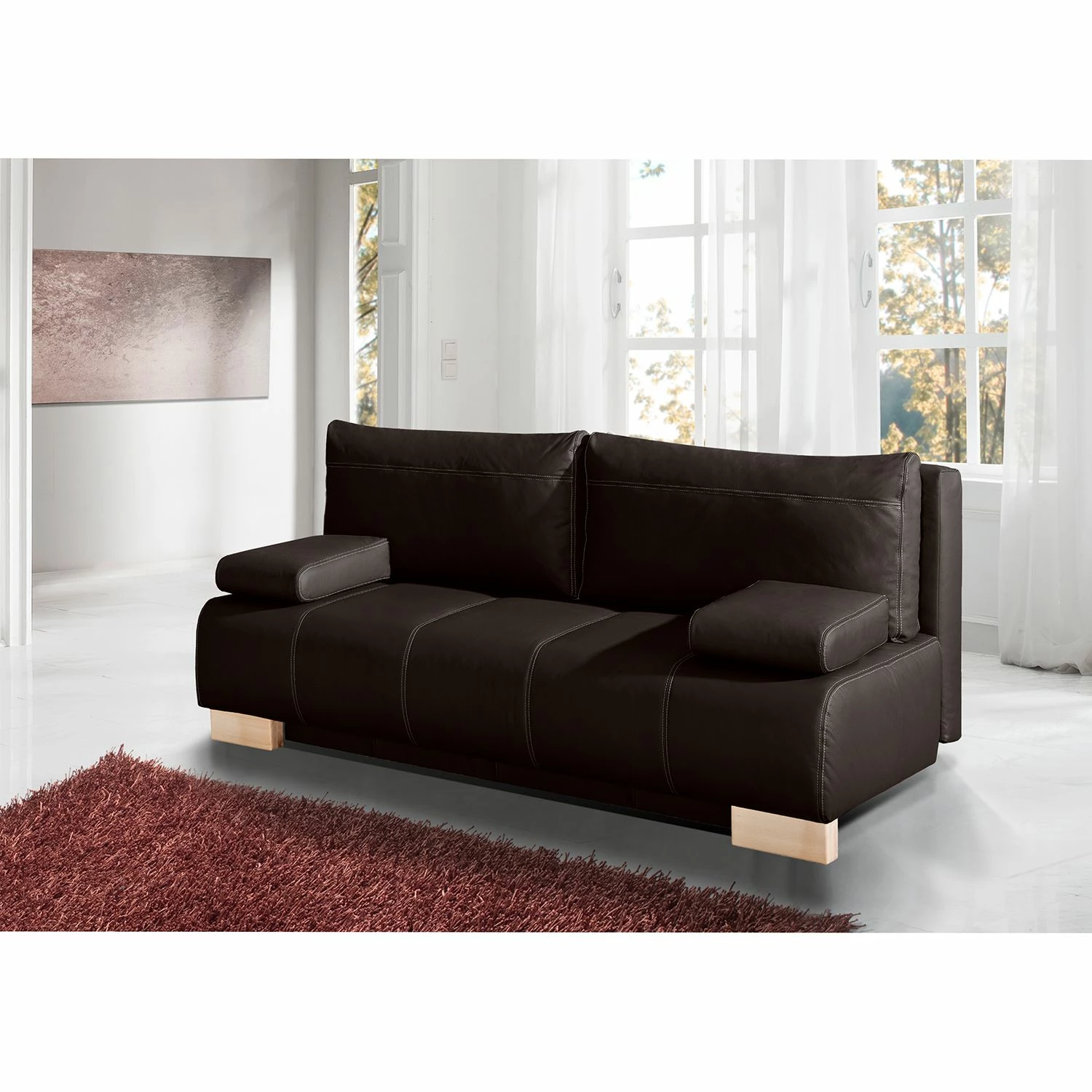 Ars Natura Schlafsofa Novato Echtleder - Dunkelbraun 3 Ars Natura Schlafsofa Novato Echtleder - Dunkelbraun – Bild 3