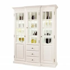 Ridgevalley Vitrinenschrank La Carlotta I - Pinie massiv - Creme - mit Beleuchtung