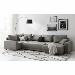 Fredriks Wohnlandschaft Togari - (mit Schlaffunktion) - Flachgewebe - Webstoff Sogol: Dunkelgrau - Longchair davorstehend rechts / Ottomane links -Wohnzimmermöbel boutique en ligne 1000085421 201130 15533200200 MOOD DETAILS P000000001000085421 mood