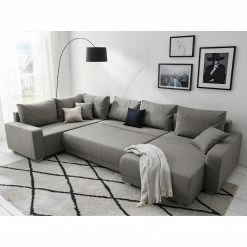 Fredriks Wohnlandschaft Togari - (mit Schlaffunktion) - Flachgewebe - Webstoff Sogol: Dunkelgrau - Longchair davorstehend rechts / Ottomane links -Wohnzimmermöbel boutique en ligne 1000085421 201130 15533200202 MOOD DETAILS P000000001000085421 mood