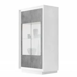 LC Spa Vitrinenschrank Forenza - Beton Dekor / Weiß