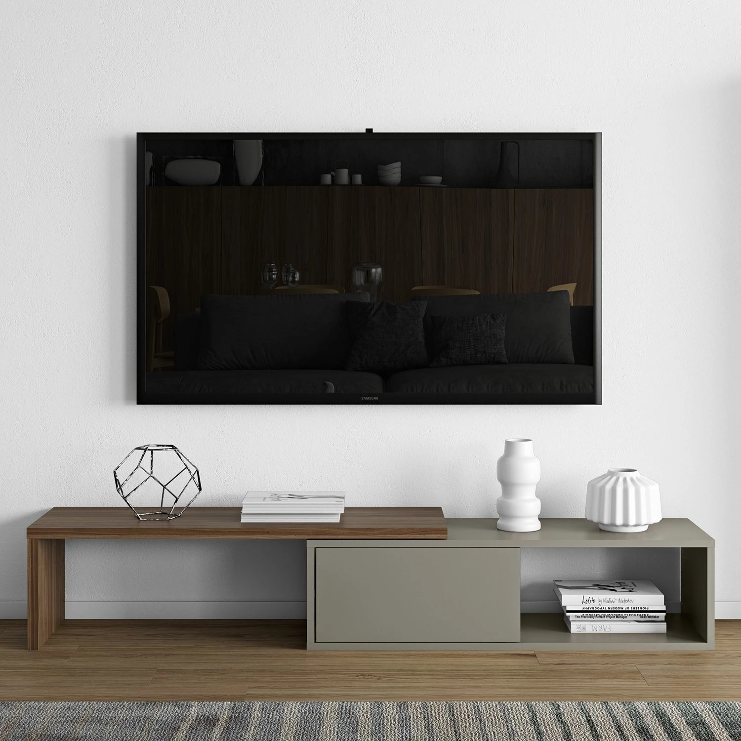 Temahome TV-Lowboard Echo - Grau / Walnuss 4 Temahome TV-Lowboard Echo - Grau / Walnuss – Bild 4