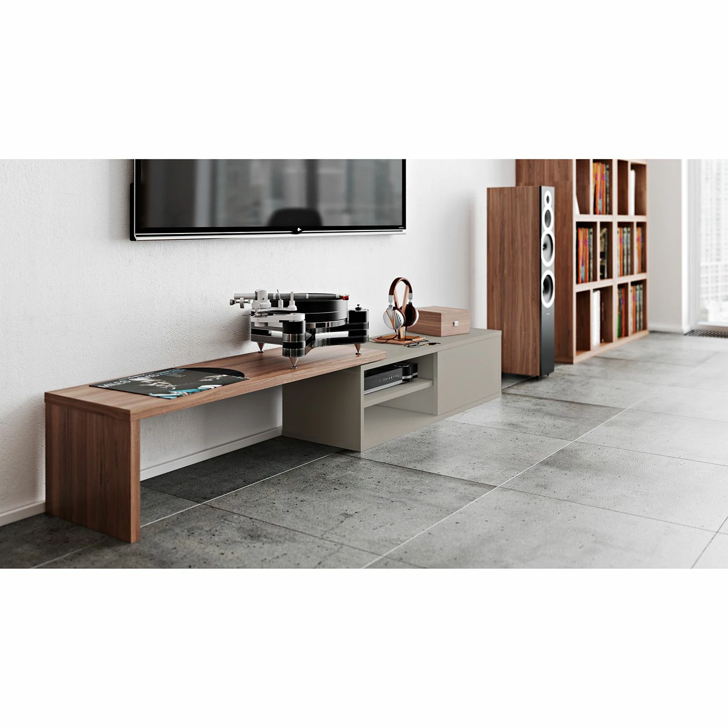 Temahome TV-Lowboard Echo - Grau / Walnuss 5 Temahome TV-Lowboard Echo - Grau / Walnuss – Bild 5