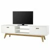 Tenzo TV-Lowboard Bess - Eiche teilmassiv - Weiß