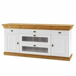 Maison Belfort Sideboard Bergen II - Kiefer massiv - Kiefer Weiß / Kiefer Laugenfarbig