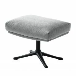 Studio Copenhagen Polsterhocker Hepburn III - Webstoff Saia: Hellgrau - Schwarz