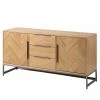 Ars manufacti Sideboard Dharai - Echtholzfurnier / Metall - Eiche / Silber