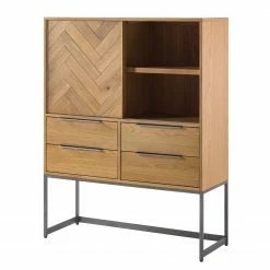 Ars manufacti Barschrank Dharai - Echtholzfurnier / Metall - Eiche / Silber