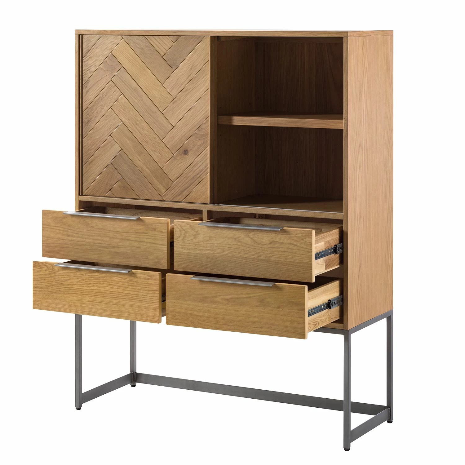 Ars manufacti Barschrank Dharai - Echtholzfurnier / Metall - Eiche / Silber 9 Ars manufacti Barschrank Dharai - Echtholzfurnier / Metall - Eiche / Silber – Bild 9