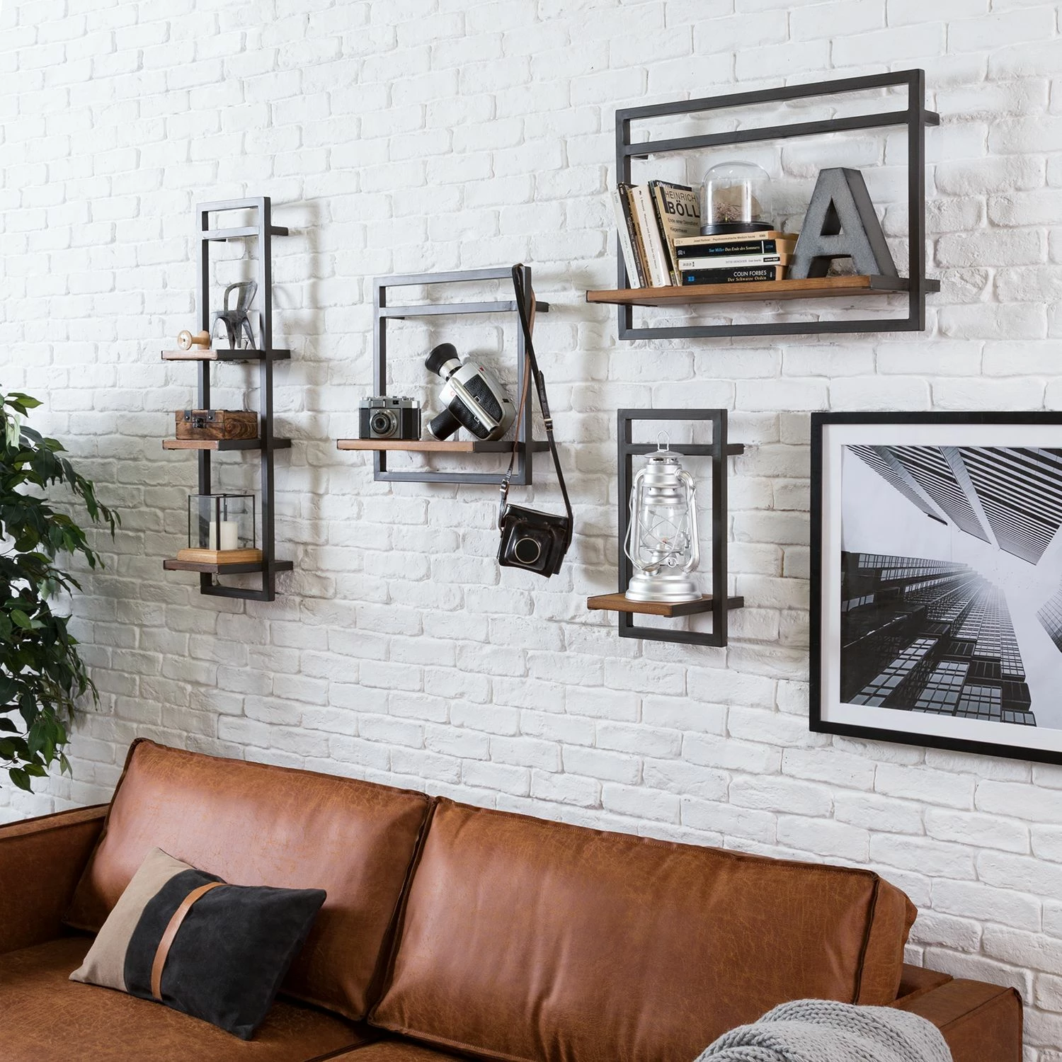 Ars manufacti Wandregal Manchester - Akazie massiv / Metall - Akazie / Anthrazit - 40 x 40 cm 2 Ars manufacti Wandregal Manchester - Akazie massiv / Metall - Akazie / Anthrazit - 40 x 40 cm – Bild 2