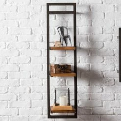 Ars manufacti Wandregal Manchester - Akazie massiv / Metall - Akazie / Anthrazit - 22 x 85 cm -Wohnzimmermöbel boutique en ligne 1000117172 180820 08335909 MOOD GALLERYIMAGES P000000001000117172 mood