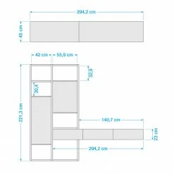 Loftscape TV-Wand Emporior IV - Matt Hellbeige / Matt Weiß - Breite: 249 cm -Wohnzimmermöbel boutique en ligne 1000119690 191023 08592300021 SKETCH DETAILS P000000001000119690 sketch