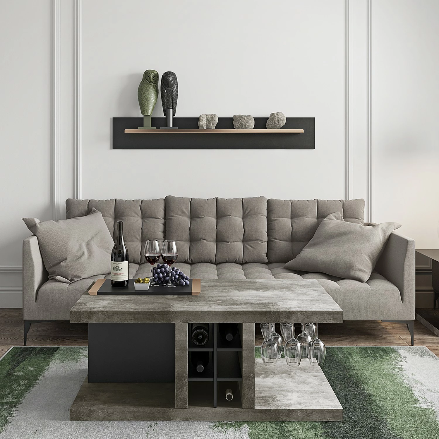 Temahome Couchtisch Detroit ll - Beton Dekor / Matt Schwarz 2 Temahome Couchtisch Detroit ll - Beton Dekor / Matt Schwarz – Bild 2
