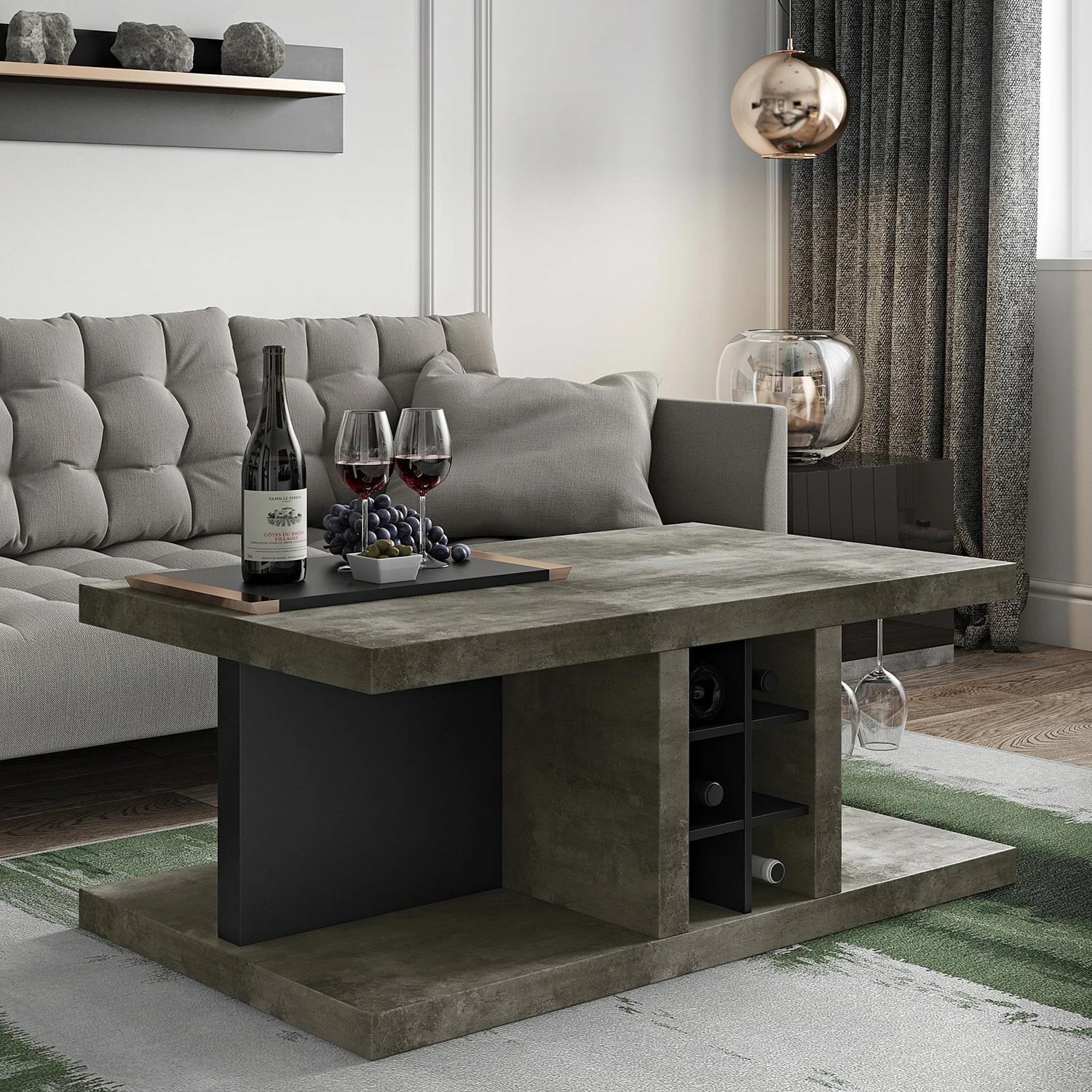 Temahome Couchtisch Detroit ll - Beton Dekor / Matt Schwarz 3 Temahome Couchtisch Detroit ll - Beton Dekor / Matt Schwarz – Bild 3