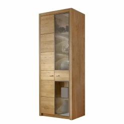 Naturoo Vitrinenschrank Floriano - Eiche teilmassiv - Asteiche / Asteiche Dekor